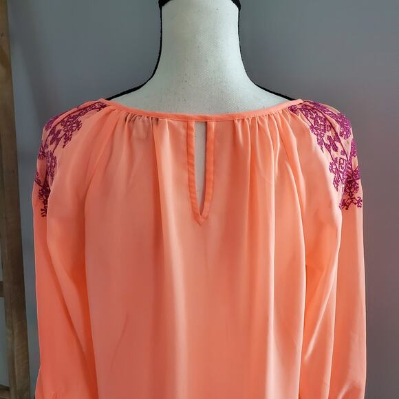 American Eagle Outfitters Orange Sheer Boho Top Size S - Picture 4 of 9